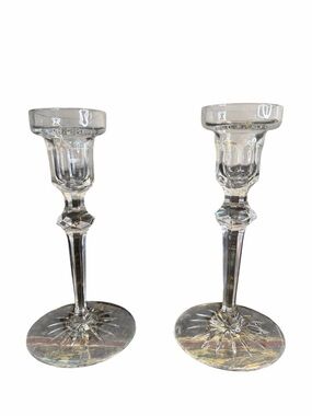 Rogaska Richmond Lead Crystal Candlestick Holders Pair 6” Slovenia